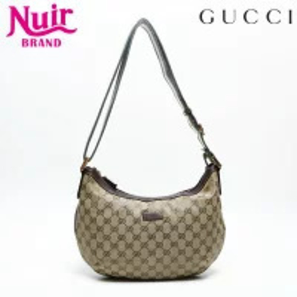 Gucci GG Canvas Shoulder Bag Beige Brown